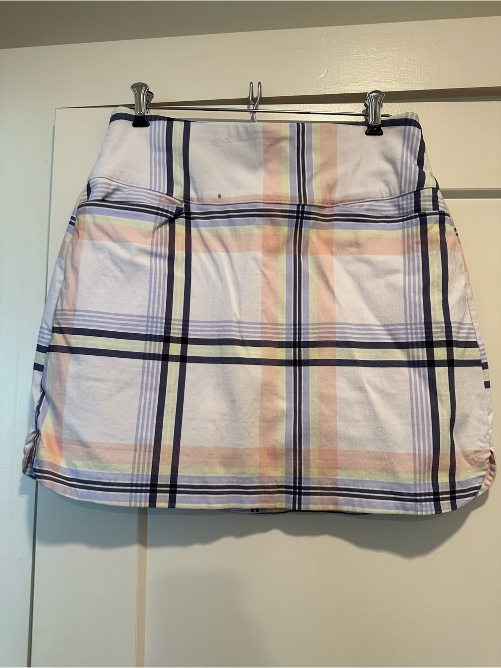 Lady Hagen Pastel Plaid Mini Skirt in Navy, Peach, Lilac